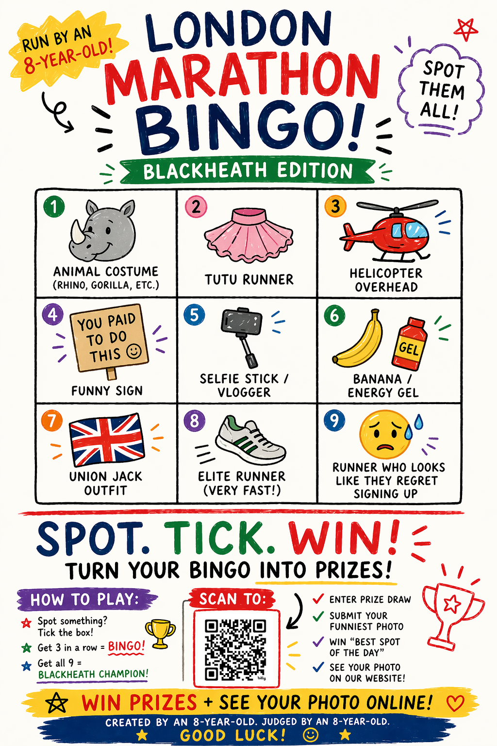 London Marathon Bingo – Blackheath Edition